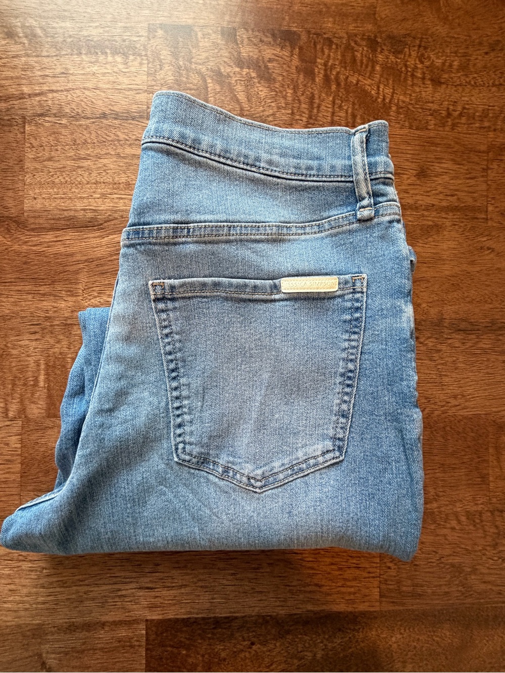 Jessica Simpson Light Blue Straight Leg Cuff Ankle Boyfriend Jeans